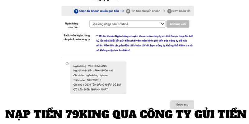 Nạp tiền 79king qua công ty
