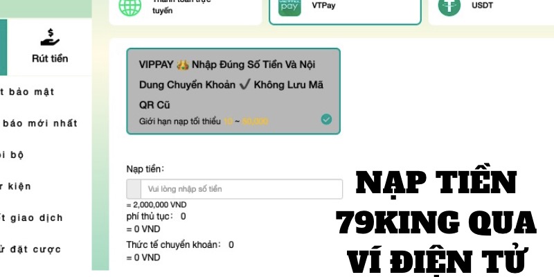 Nạp tiền thành công qua ví điện tử.