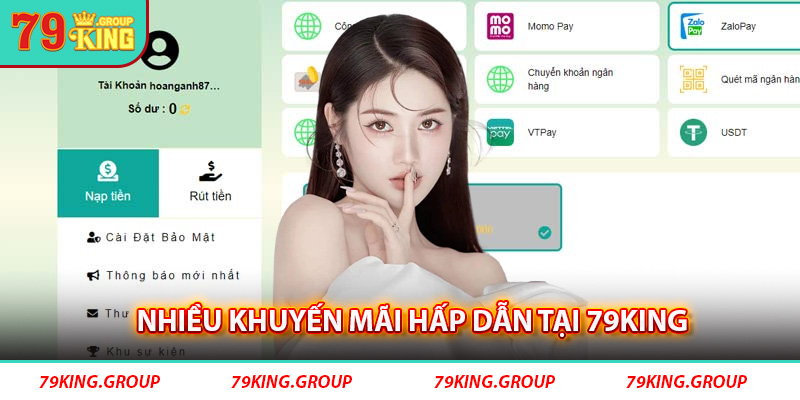 Nhiều khuyến mãi hấp dẫn tại 79king dành cho bạn mỗi khi nạp tiền
